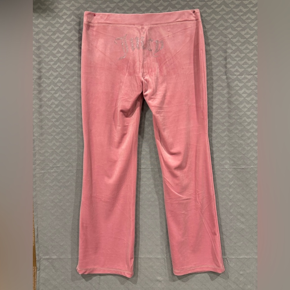 Y2K Juicy Couture heritage pink Joggers Bling Velour Track Pants Loungewear XL